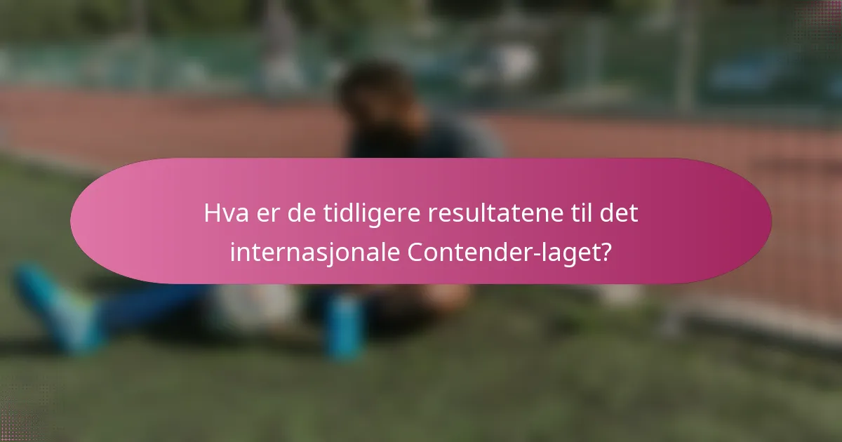Hva er de tidligere resultatene til det internasjonale Contender-laget?