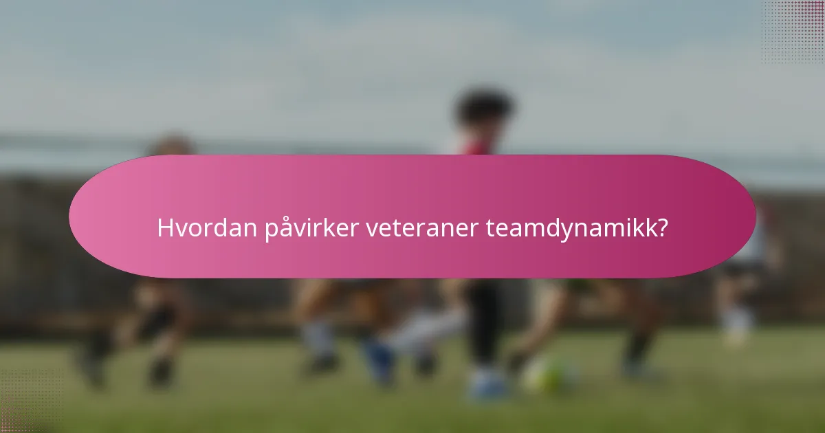 Hvordan påvirker veteraner teamdynamikk?