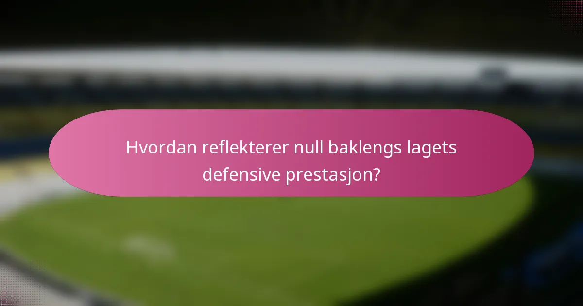 Hvordan reflekterer null baklengs lagets defensive prestasjon?