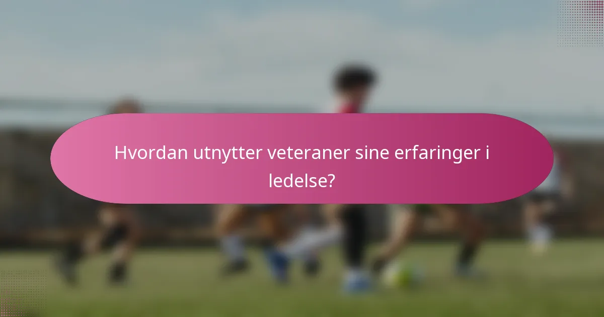 Hvordan utnytter veteraner sine erfaringer i ledelse?